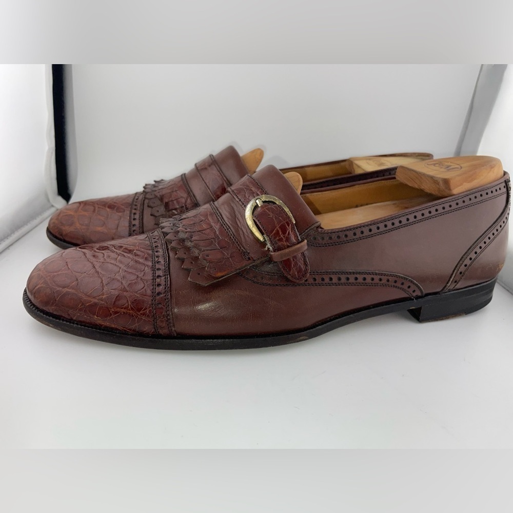 MIGUEL ANGEL Tassel Crocodile Brown Sz 10.5B Men Slip-On Loafers Made In Spain - Picture 6 of 11